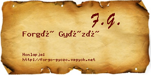 Forgó Győző névjegykártya